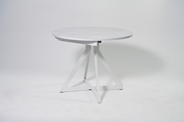 Изображение товара Обеденный стол Мир стульев Саен 45 100x100/40x40 (жемчужный перито/белый муар)