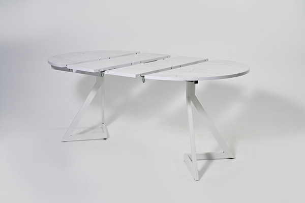 Изображение товара Обеденный стол Мир стульев Саен 45 100x100/40x40 (жемчужный перито/белый муар)