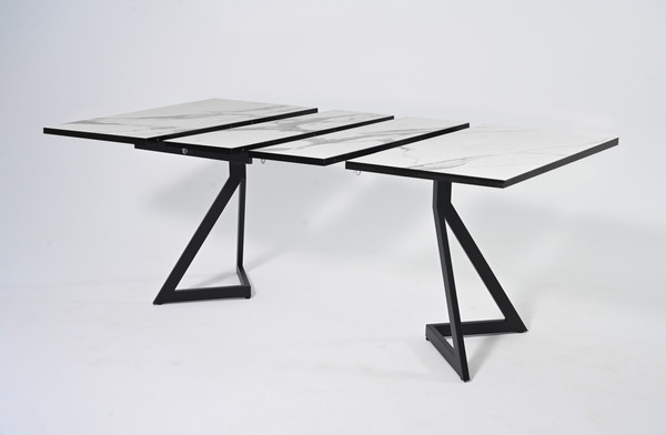 Изображение товара Обеденный стол Мир стульев Саен 45 120x80/30 (мрамор белый 3027/черный муар)