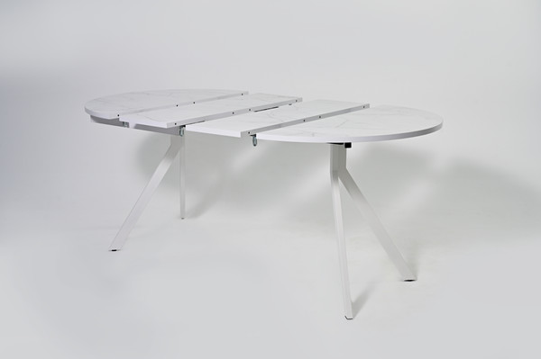 Изображение товара Обеденный стол Мир стульев Саен 47 100x100/40 (жемчужный перито/белый муар)