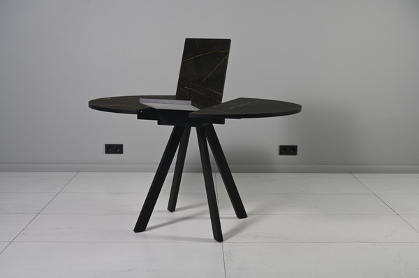 Изображение товара Обеденный стол Мир стульев Саен 27 90x90/30 (черный муар/каспий черное золото)