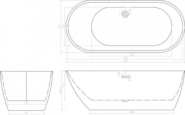 Изображение товара Ванна акриловая Cerutti Spa Como 150x75