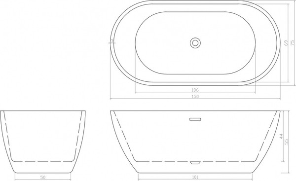 Изображение товара Ванна акриловая Cerutti Spa d'Iseo 150x75