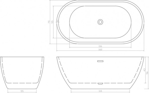 Изображение товара Ванна акриловая Cerutti Spa d'Iseo 160x75