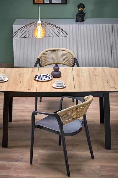 Изображение товара Обеденный стол Halmar Barril 130-170x80 (дуб артизан/черный)