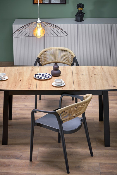 Изображение товара Обеденный стол Halmar Barril 130-170x80 (дуб артизан/черный)