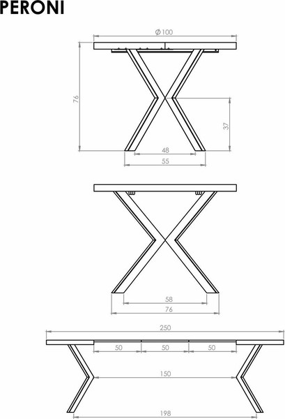 Изображение товара Обеденный стол Halmar Peroni 100-250x100 (орех/черный)