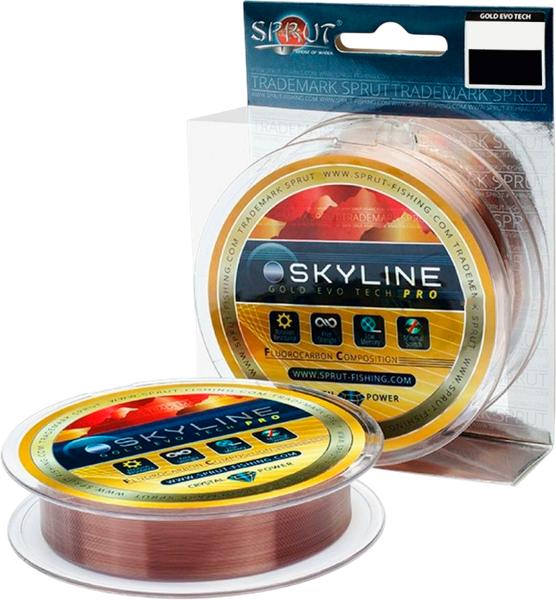 Изображение товара Леска флюорокарбоновая Sprut Skyline Fluorocarbon Composition Evo Tech Pro  (золото, 0.305мм, 8.75кг, 100м)