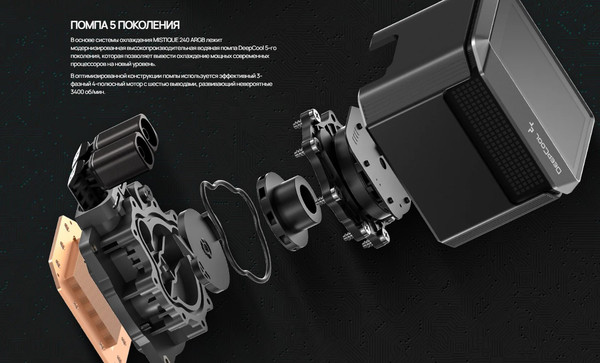Изображение товара Кулер для процессора Deepcool Mystique 240 ARGB (R-LX550-BKADSNC-G-1) 