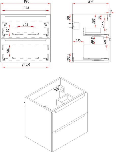 Изображение товара Тумба с умывальником ЗОВ Дион 100 / D100LAFM7015MKV5-LDSPW6002