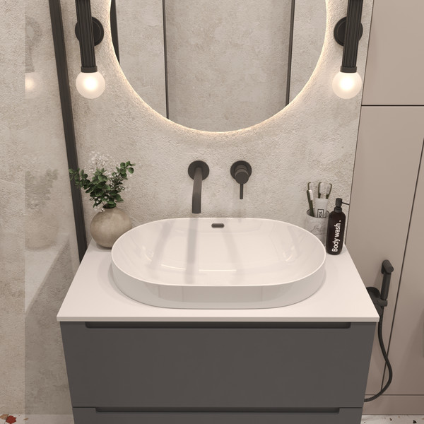 Изображение товара Тумба с умывальником ЗОВ Дион 100 / D100LAFM7015MKV5-LDSPW6002