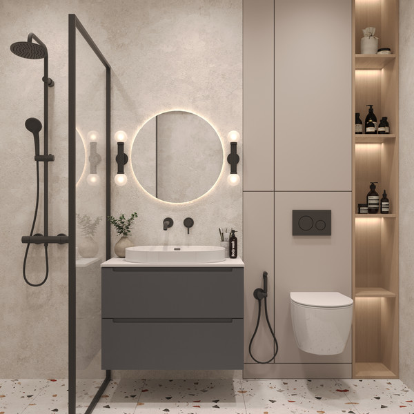 Изображение товара Тумба с умывальником ЗОВ Дион 70 / D70LAFM7015MKV5-LDSPW6002