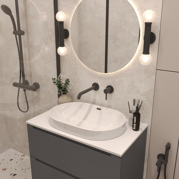 Изображение товара Тумба с умывальником ЗОВ Дион 70 / D70LAFM7015MKV5-LDSPW6002