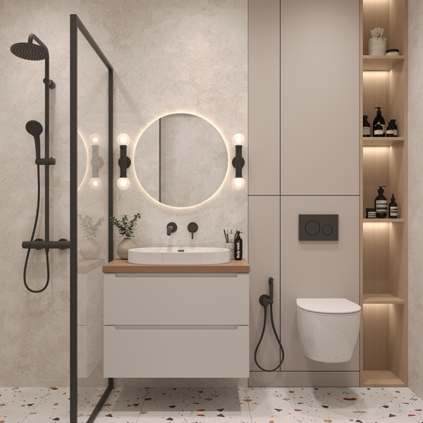 Изображение товара Тумба с умывальником ЗОВ Дион 70 / D70LWP0M9003MKV5-HPL38T6002