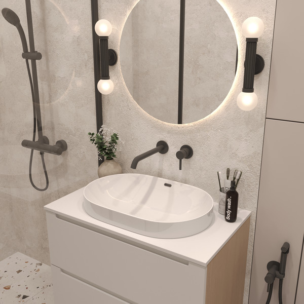 Изображение товара Тумба с умывальником ЗОВ Дион 80 / D80LHO0M9003MKV5-LDSPW6002