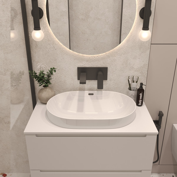 Изображение товара Тумба с умывальником ЗОВ Дион 80 / D80LWP0M9003MKV5-LDSPW6002