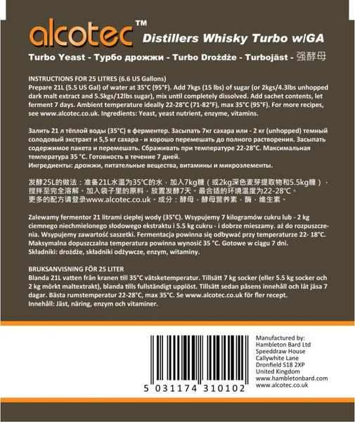 Изображение товара Дрожжи Alcotec Whisky Turbo (73г)