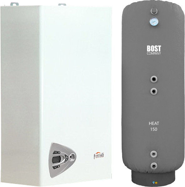 Изображение товара Комплект газового котла с бойлером Ferroli Vitabel HF 40 + Bost Heat 150л (дымоход в подарок)