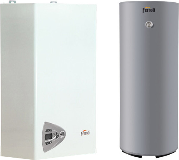 Изображение товара Комплект газового котла с бойлером Ferroli Vitabel HF 40 + Ferroli Ecounit N 150-1C (GRYZ980A) (дымоход в подарок)