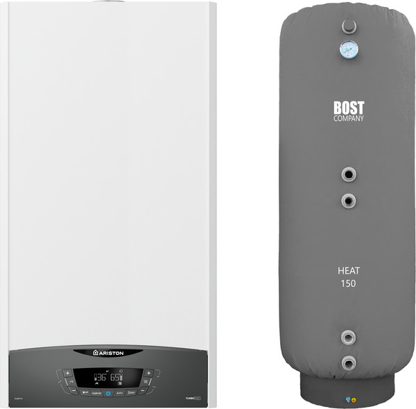 Изображение товара Комплект газового котла с бойлером Ariston Clas XC System 32 FF NG (3301681) + Bost Heat 150л (дымоход в подарок)