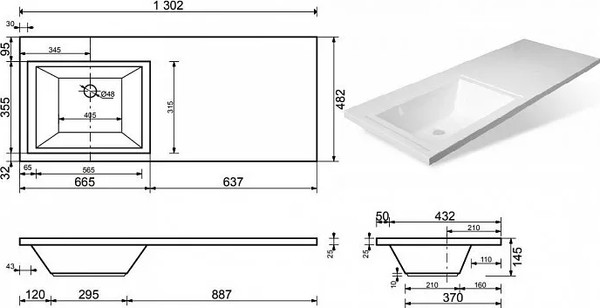 Изображение товара Тумба с умывальником Эстет Dallas Luxe L / ФР-00002221
