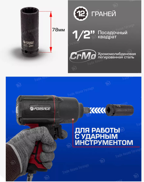 Изображение товара Головка слесарная Forsage F-4488522 (54920)