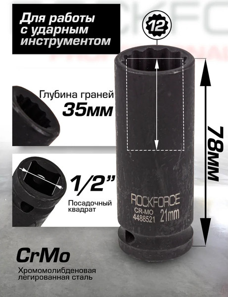 Изображение товара Головка слесарная RockForce RF-4488521 (54975)