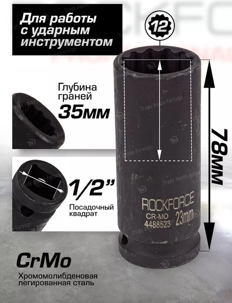 Изображение товара Головка слесарная RockForce RF-4488523 (54977)