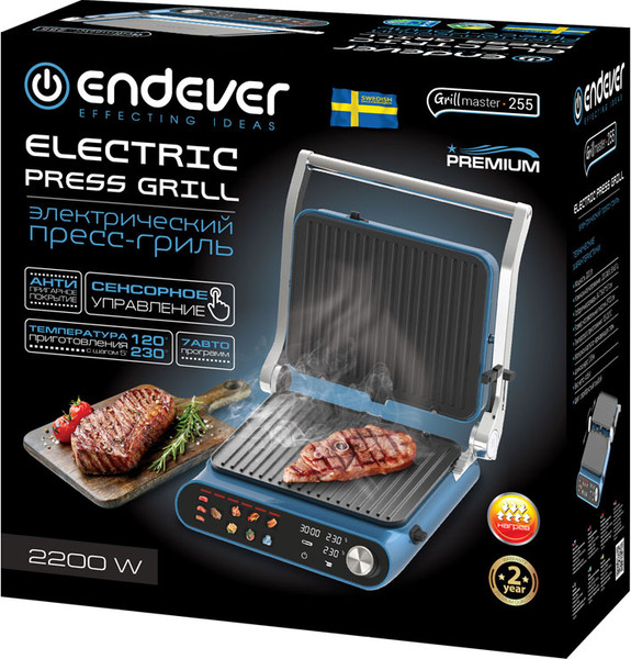 Изображение товара Электрогриль Endever Grillmaster-255 (серебристый/синий)
