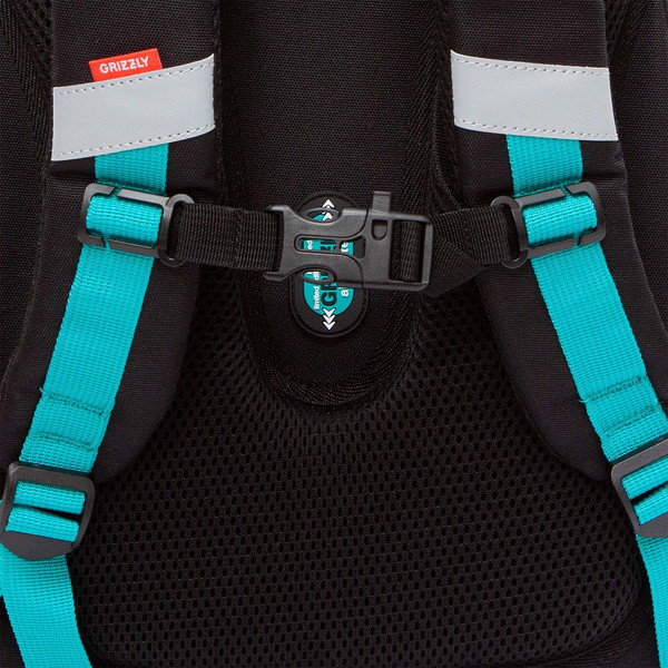 Изображение товара Школьный рюкзак Grizzly RAz-587-9 (черный/бирюзовый)