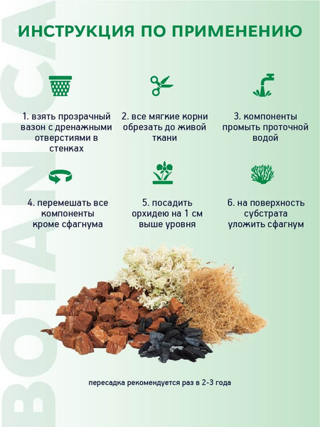 Изображение товара Субстрат BOTANICA Универсальный для орхидей с вазоном для пересадки 1л