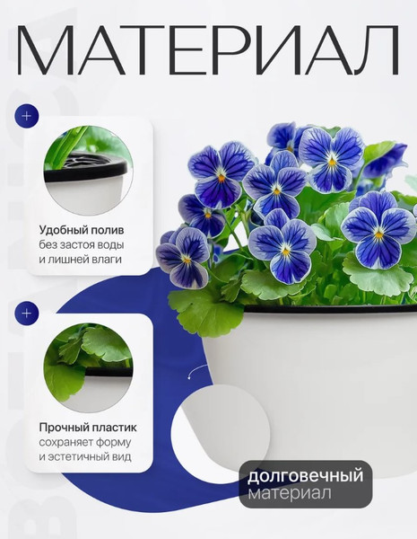 Изображение товара Кашпо BOTANICA Овал 20.5x13см с автополивом (белый)