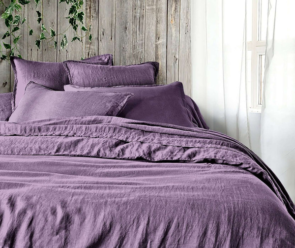 Изображение товара Комплект постельного белья Koenigson № 17-3612 Теплый лен Семейный простыня на резинке 200х200х30 (Lila)