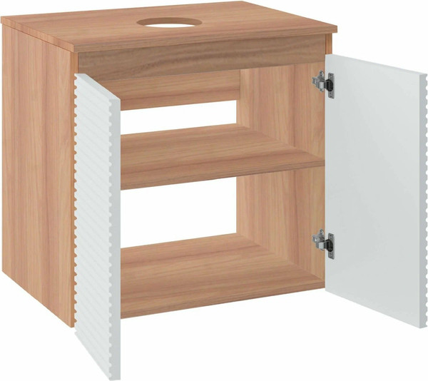 Изображение товара Тумба под умывальник Runo Соренто 60 / Тренто 60 горизонталь (подвесная, крафтовый дуб/белый)