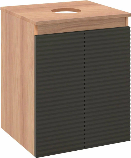 Изображение товара Тумба под умывальник Runo Соренто 50 / Тренто 50 горизонталь (подвесная, крафтовый дуб/графит)