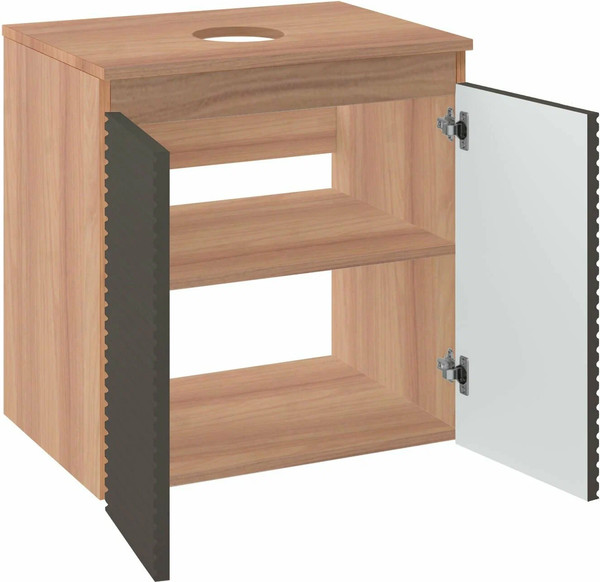 Изображение товара Тумба под умывальник Runo Соренто 50 / Тренто 50 горизонталь (подвесная, крафтовый дуб/графит)