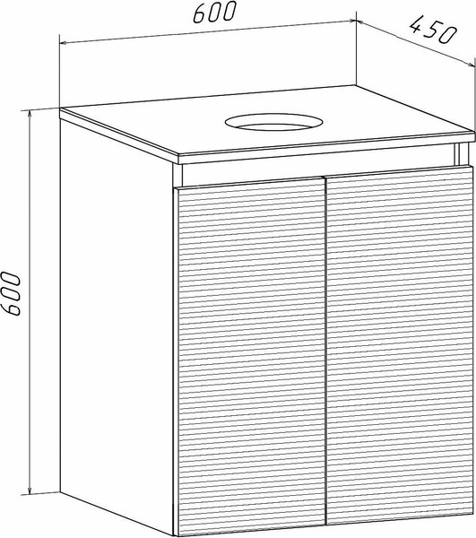 Изображение товара Тумба под умывальник Runo Соренто 60 / Тренто 60 горизонталь (подвесная, крафтовый дуб/графит)