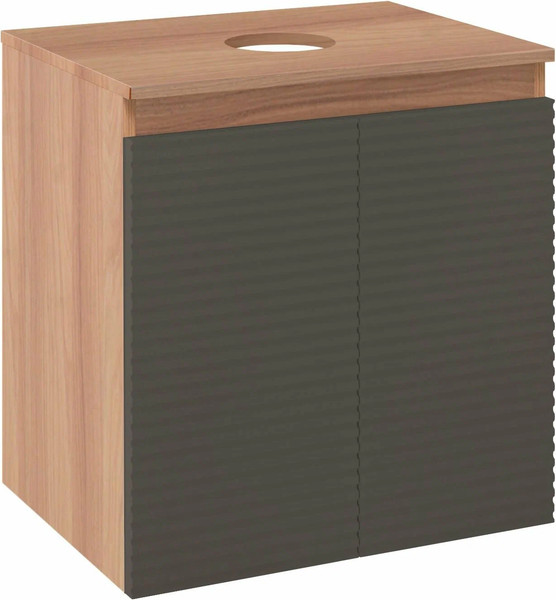 Изображение товара Тумба под умывальник Runo Соренто 60 / Тренто 60 горизонталь (подвесная, крафтовый дуб/графит)