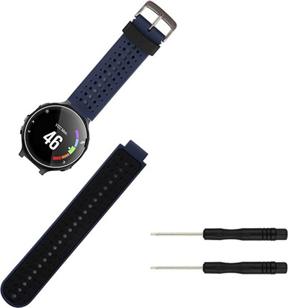 Изображение товара Ремешок для умных часов Rumi Силиконовый для Garmin Forerunner 220/230/235/620/630/735 (черный/синий)