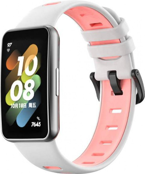 Изображение товара Ремешок для фитнес-трекера Rumi Для Huawei Band 7 (белый/розовый)