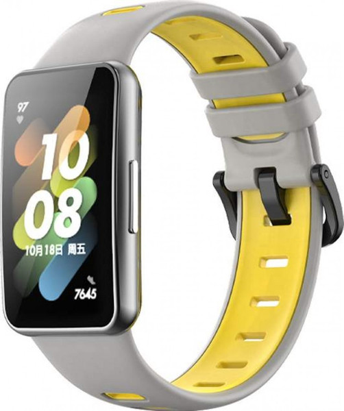 Изображение товара Ремешок для фитнес-трекера Rumi Для Huawei Band 7 (серый/желтый)