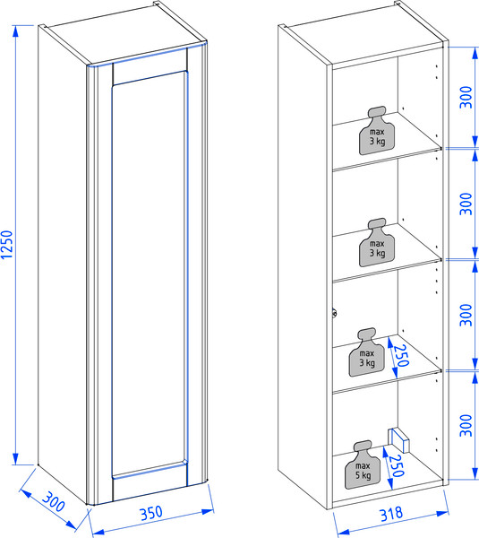 Изображение товара Шкаф-полупенал для ванной Lauter Estel 35 (светло-серый полуматовый)