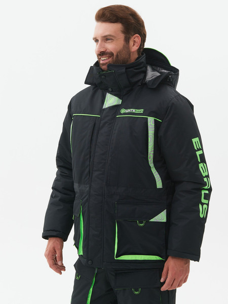 Изображение товара Костюм для охоты и рыбалки Huntsman Elbrus -35°C (р.56-58/170-176, черный/лайм)