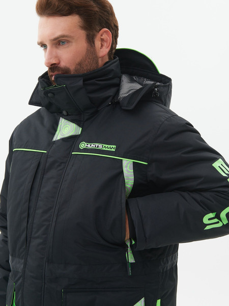 Изображение товара Костюм для охоты и рыбалки Huntsman Elbrus -35°C (р.56-58/170-176, черный/лайм)