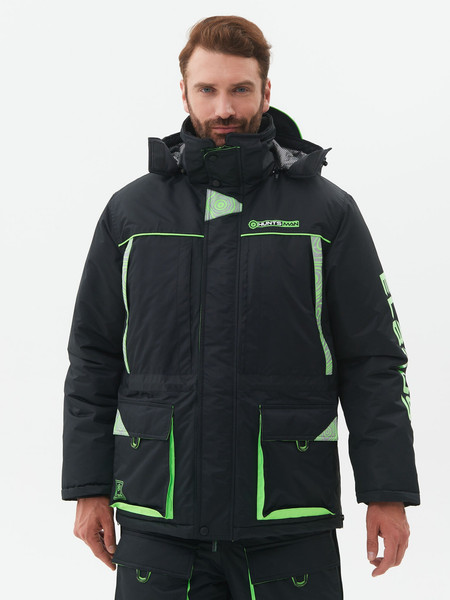 Изображение товара Костюм для охоты и рыбалки Huntsman Elbrus -35°C (р.56-58/170-176, черный/лайм)