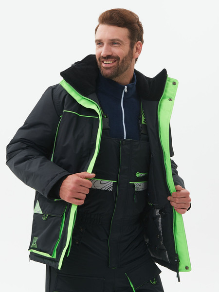 Изображение товара Костюм для охоты и рыбалки Huntsman Elbrus -35°C (р.56-58/170-176, черный/лайм)