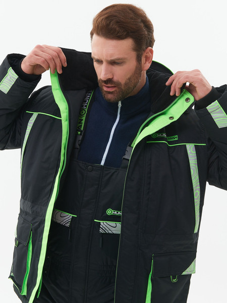 Изображение товара Костюм для охоты и рыбалки Huntsman Elbrus -35°C (р.56-58/170-176, черный/лайм)