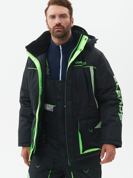 Изображение товара Костюм для охоты и рыбалки Huntsman Elbrus -35°C (р.56-58/170-176, черный/лайм)