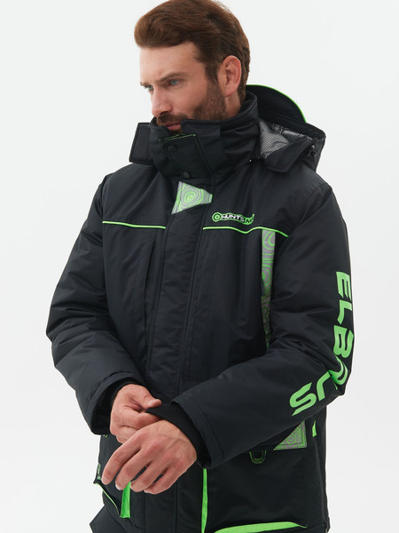 Изображение товара Костюм для охоты и рыбалки Huntsman Elbrus -35°C (р.56-58/170-176, черный/лайм)