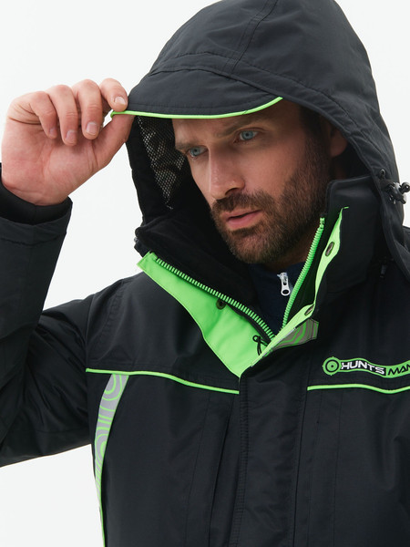 Изображение товара Костюм для охоты и рыбалки Huntsman Elbrus -35°C (р.56-58/170-176, черный/лайм)